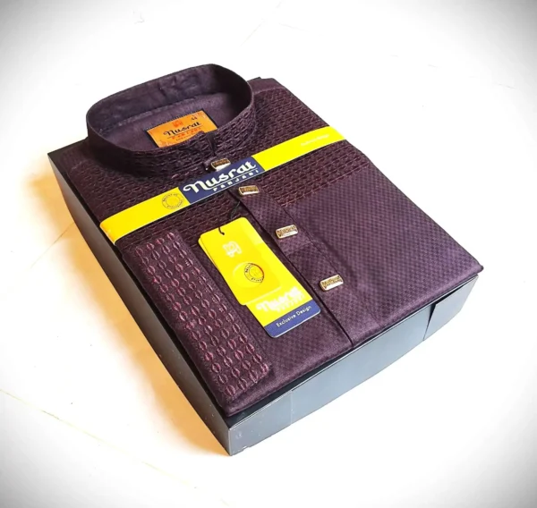 Men’s Exclusive Panjabi (purple And Embroidered) - Image 2